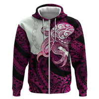 Pink Galaxy Polynesia Tribal Octopus Tattoo Hoodie Pikake Lei Polynesian Pattern