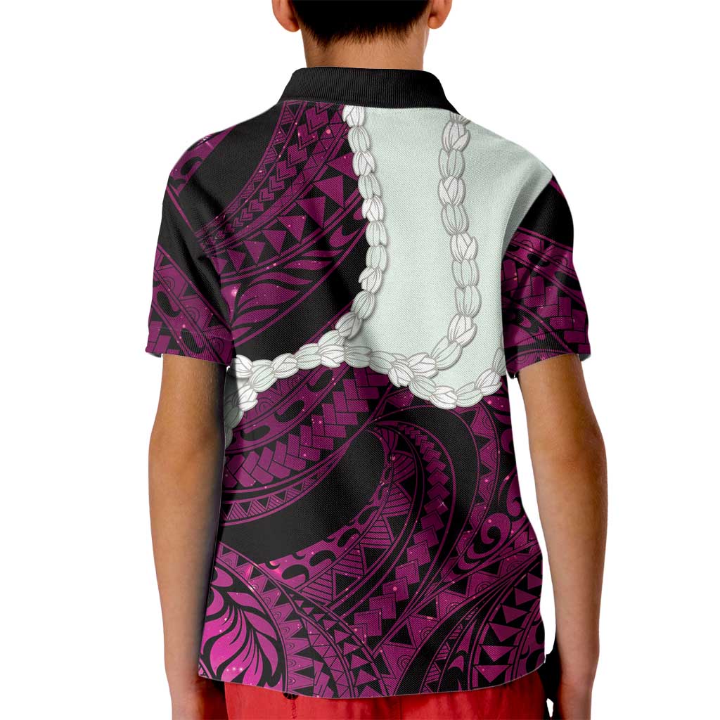 Pink Galaxy Polynesia Tribal Octopus Tattoo Kid Polo Shirt Pikake Lei Polynesian Pattern