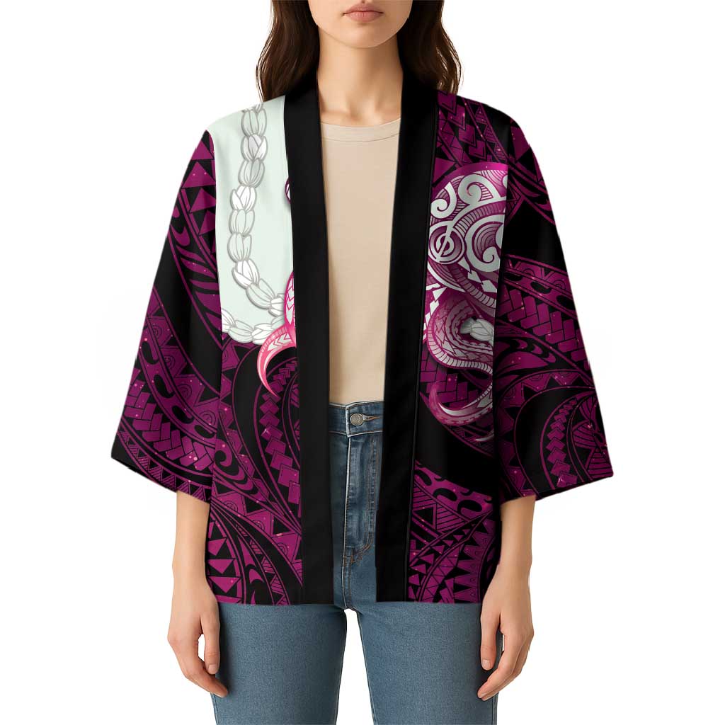 Pink Galaxy Polynesia Tribal Octopus Tattoo Kimono Pikake Lei Polynesian Pattern