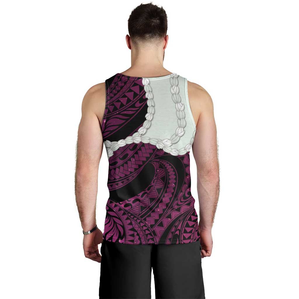 Pink Galaxy Polynesia Tribal Octopus Tattoo Men Tank Top Pikake Lei Polynesian Pattern