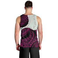 Pink Galaxy Polynesia Tribal Octopus Tattoo Men Tank Top Pikake Lei Polynesian Pattern