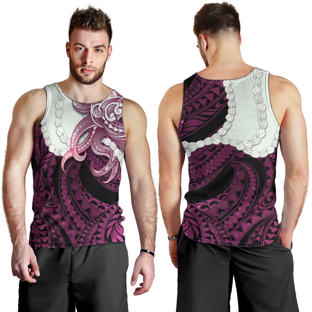 Pink Galaxy Polynesia Tribal Octopus Tattoo Men Tank Top Pikake Lei Polynesian Pattern