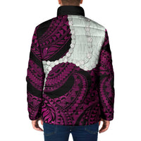 Pink Galaxy Polynesia Tribal Octopus Tattoo Padded Jacket Pikake Lei Polynesian Pattern