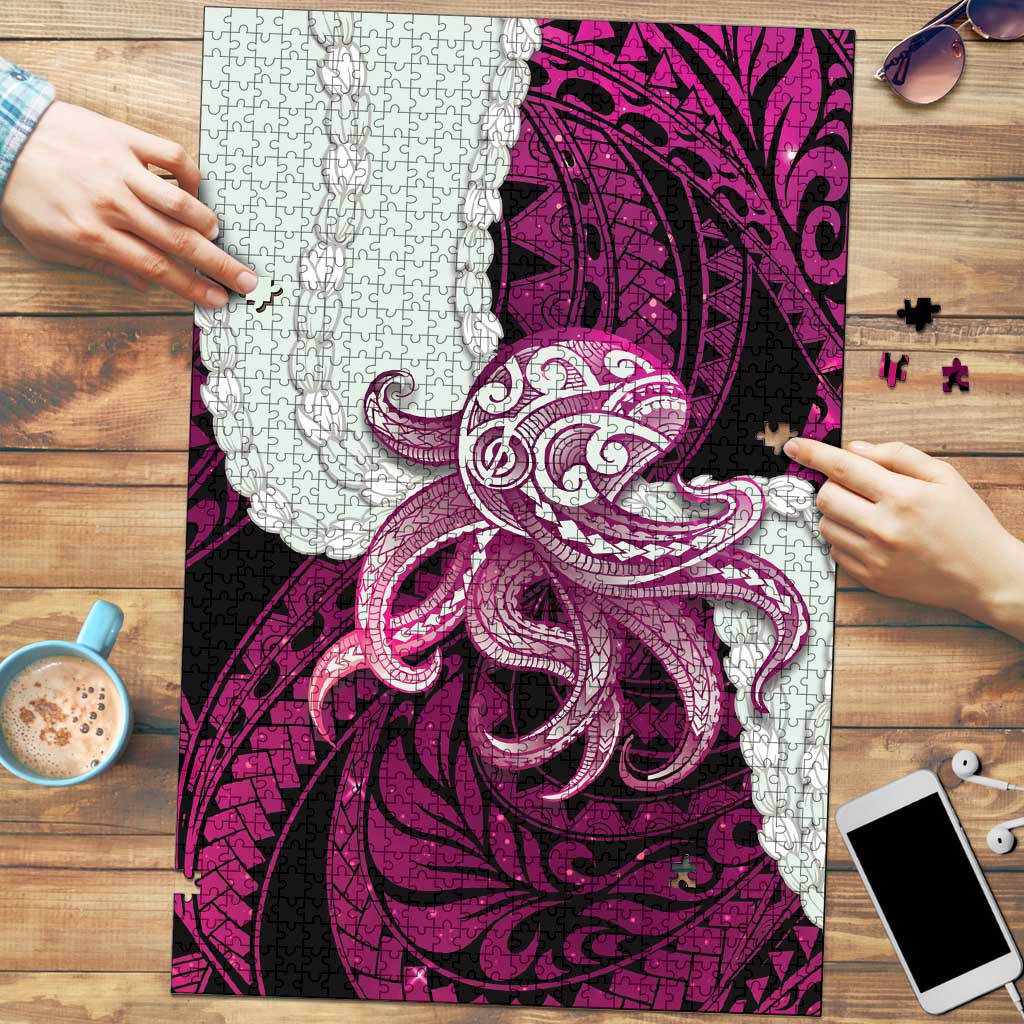 Pink Galaxy Polynesia Tribal Octopus Tattoo Puzzle Pikake Lei Polynesian Pattern