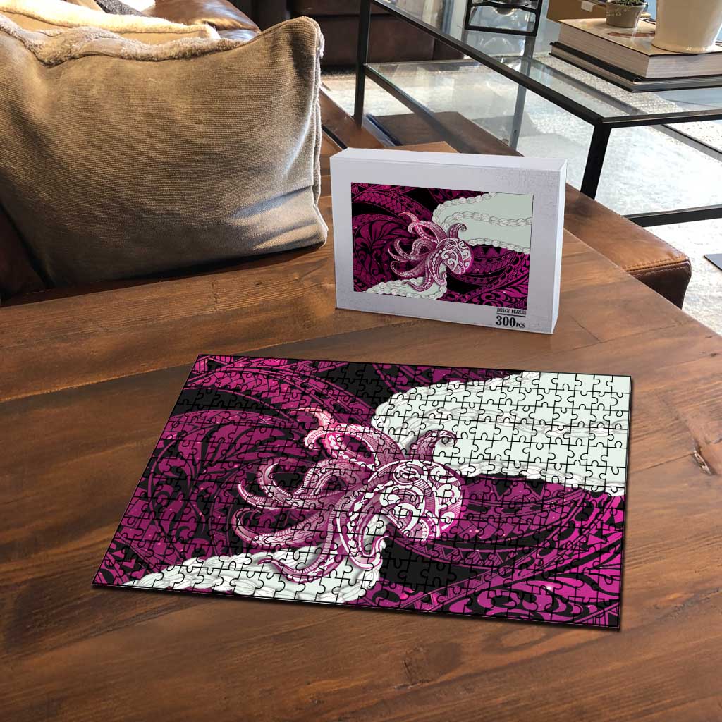 Pink Galaxy Polynesia Tribal Octopus Tattoo Puzzle Pikake Lei Polynesian Pattern
