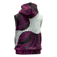 Pink Galaxy Polynesia Tribal Octopus Tattoo Sleeveless Hoodie Pikake Lei Polynesian Pattern