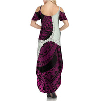 Pink Galaxy Polynesia Tribal Octopus Tattoo Summer Maxi Dress Pikake Lei Polynesian Pattern