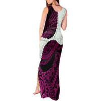 Pink Galaxy Polynesia Tribal Octopus Tattoo Tank Maxi Dress Pikake Lei Polynesian Pattern