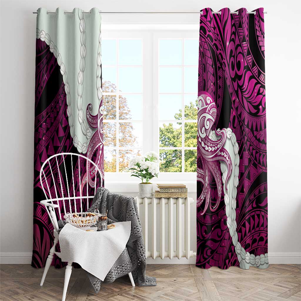 Pink Galaxy Polynesia Tribal Octopus Tattoo Window Curtain Pikake Lei Polynesian Pattern