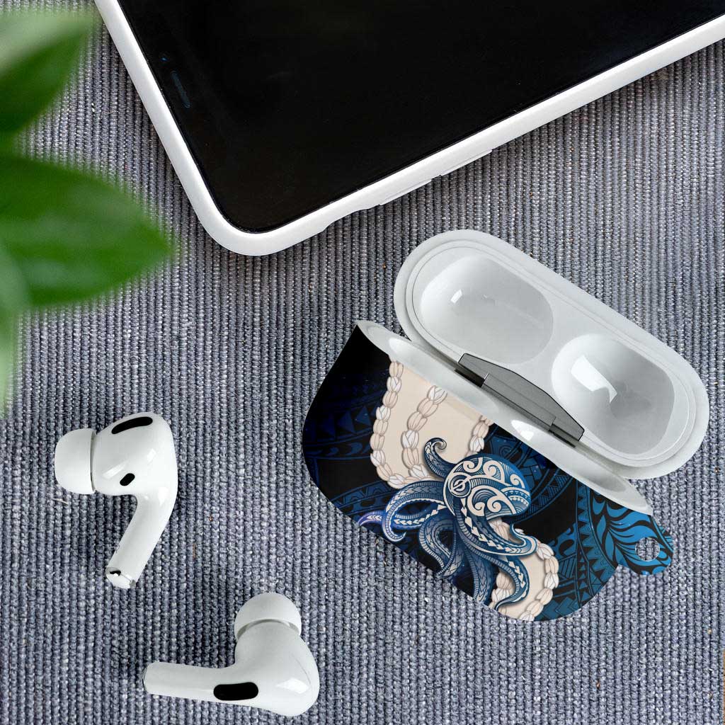 Blue Galaxy Polynesia Tribal Octopus Tattoo AirPods Case Pikake Lei Polynesian Pattern