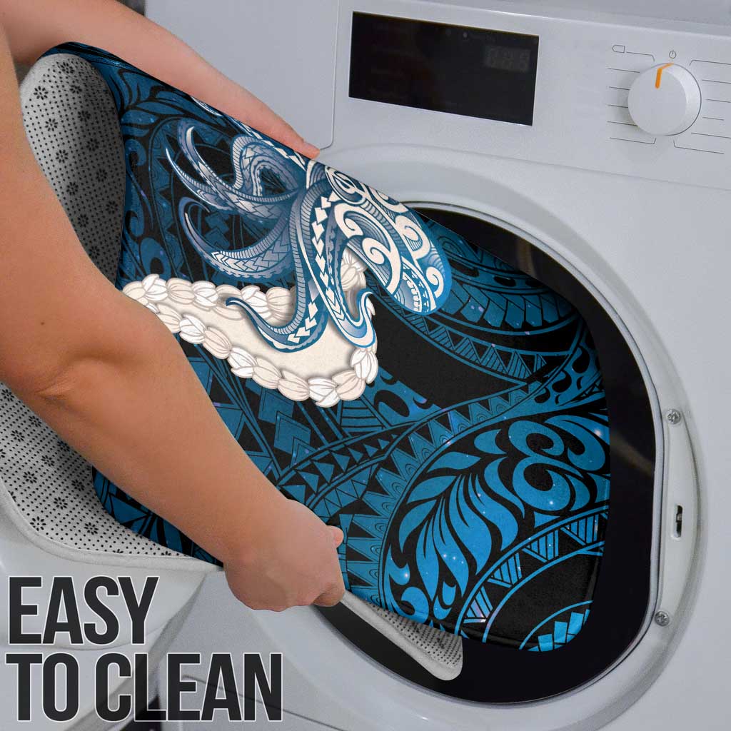 Blue Galaxy Polynesia Tribal Octopus Tattoo Bathroom Set Pikake Lei Polynesian Pattern