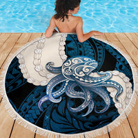 Blue Galaxy Polynesia Tribal Octopus Tattoo Beach Blanket Pikake Lei Polynesian Pattern