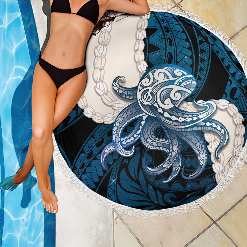 Blue Galaxy Polynesia Tribal Octopus Tattoo Beach Blanket Pikake Lei Polynesian Pattern