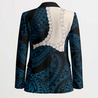 Blue Galaxy Polynesia Tribal Octopus Tattoo Blazer Pikake Lei Polynesian Pattern