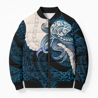 Blue Galaxy Polynesia Tribal Octopus Tattoo Bomber Puffer Jacket Pikake Lei Polynesian Pattern