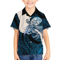 Blue Galaxy Polynesia Tribal Octopus Tattoo Family Matching Summer Maxi Dress and Hawaiian Shirt Pikake Lei Polynesian Pattern