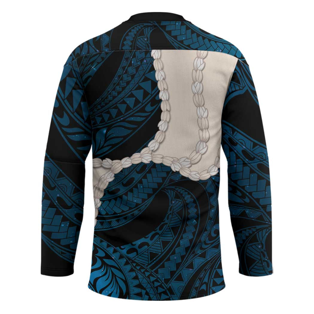 Blue Galaxy Polynesia Tribal Octopus Tattoo Hockey Jersey Pikake Lei Polynesian Pattern