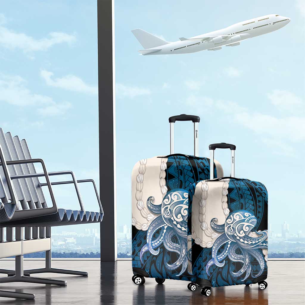 Blue Galaxy Polynesia Tribal Octopus Tattoo Luggage Cover Pikake Lei Polynesian Pattern