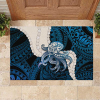 Blue Galaxy Polynesia Tribal Octopus Tattoo Rubber Doormat Pikake Lei Polynesian Pattern