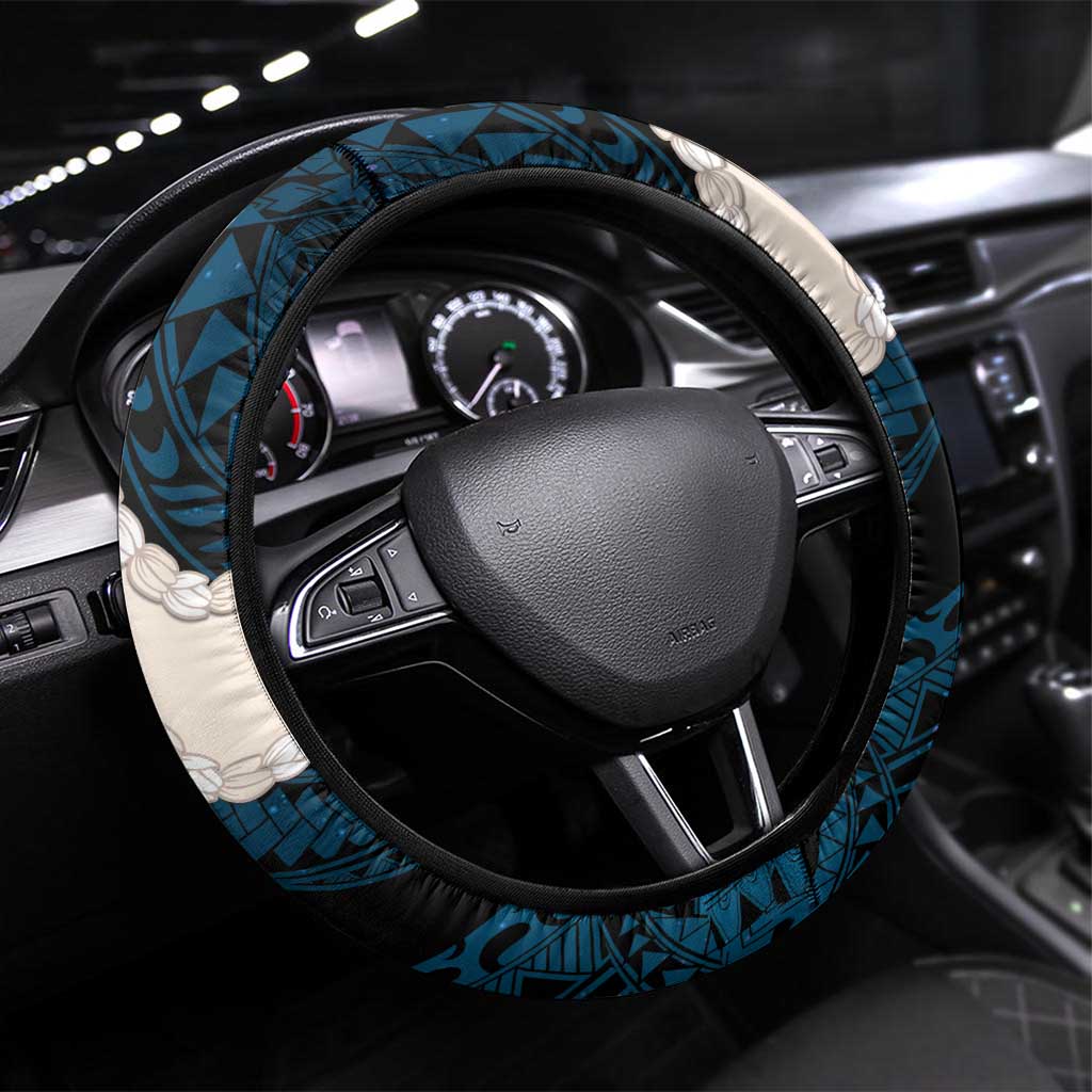 Blue Galaxy Polynesia Tribal Octopus Tattoo Steering Wheel Cover Pikake Lei Polynesian Pattern