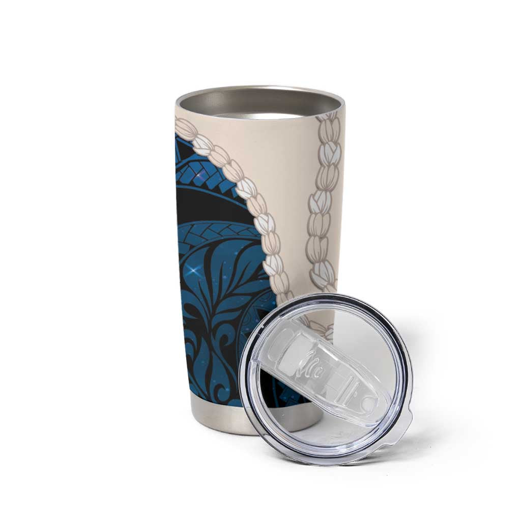 Blue Galaxy Polynesia Tribal Octopus Tattoo Tumbler Cup Pikake Lei Polynesian Pattern