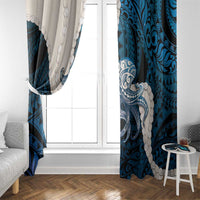 Blue Galaxy Polynesia Tribal Octopus Tattoo Window Curtain Pikake Lei Polynesian Pattern