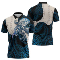 Blue Galaxy Polynesia Tribal Octopus Tattoo Zipper Polo Shirt Pikake Lei Polynesian Pattern