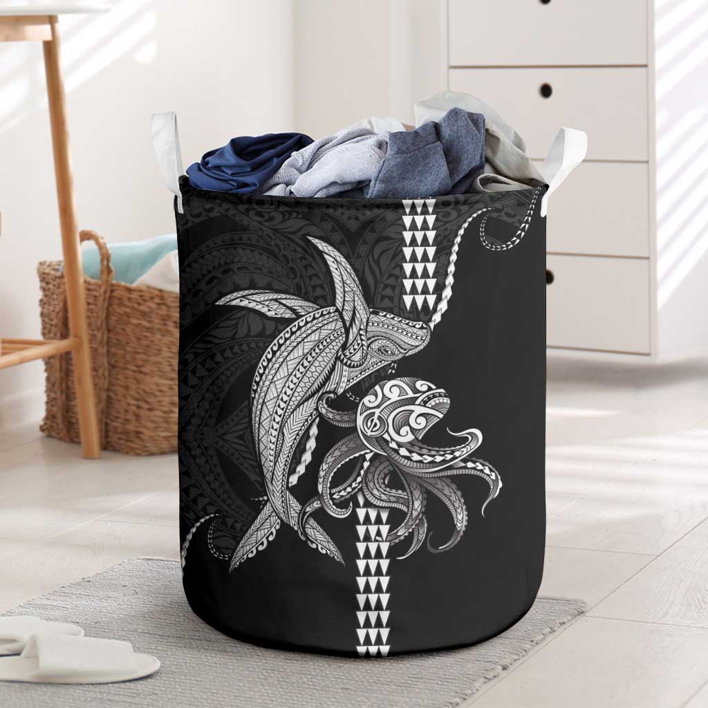 Kanaloa Aloha Hawaii Laundry Basket Humpback Whale Octopus Tattoo Kakau Pattern
