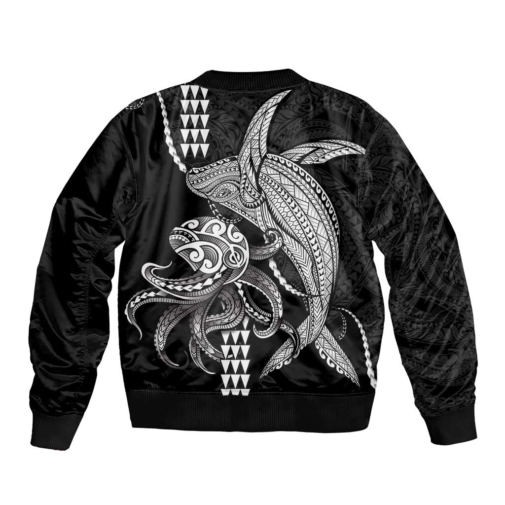 Kanaloa Aloha Hawaii Bomber Jacket Humpback Whale Octopus Tattoo Kakau Pattern