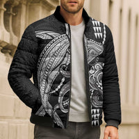 Kanaloa Aloha Hawaii Bomber Puffer Jacket Humpback Whale Octopus Tattoo Kakau Pattern