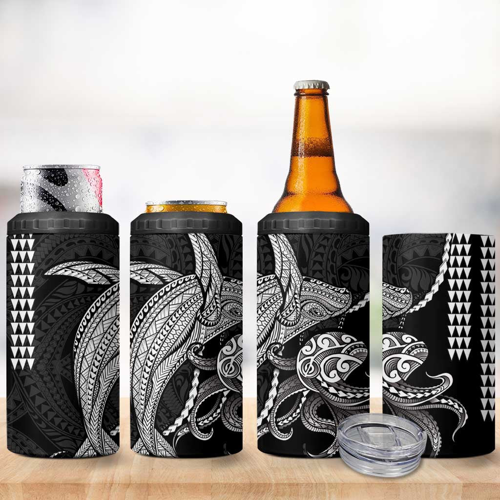 Kanaloa Aloha Hawaii 4 in 1 Can Cooler Tumbler Humpback Whale Octopus Tattoo Kakau Pattern
