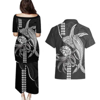 Kanaloa Aloha Hawaii Couples Matching Puletasi and Hawaiian Shirt Humpback Whale Octopus Tattoo Kakau Pattern LT14 - Polynesian Pride