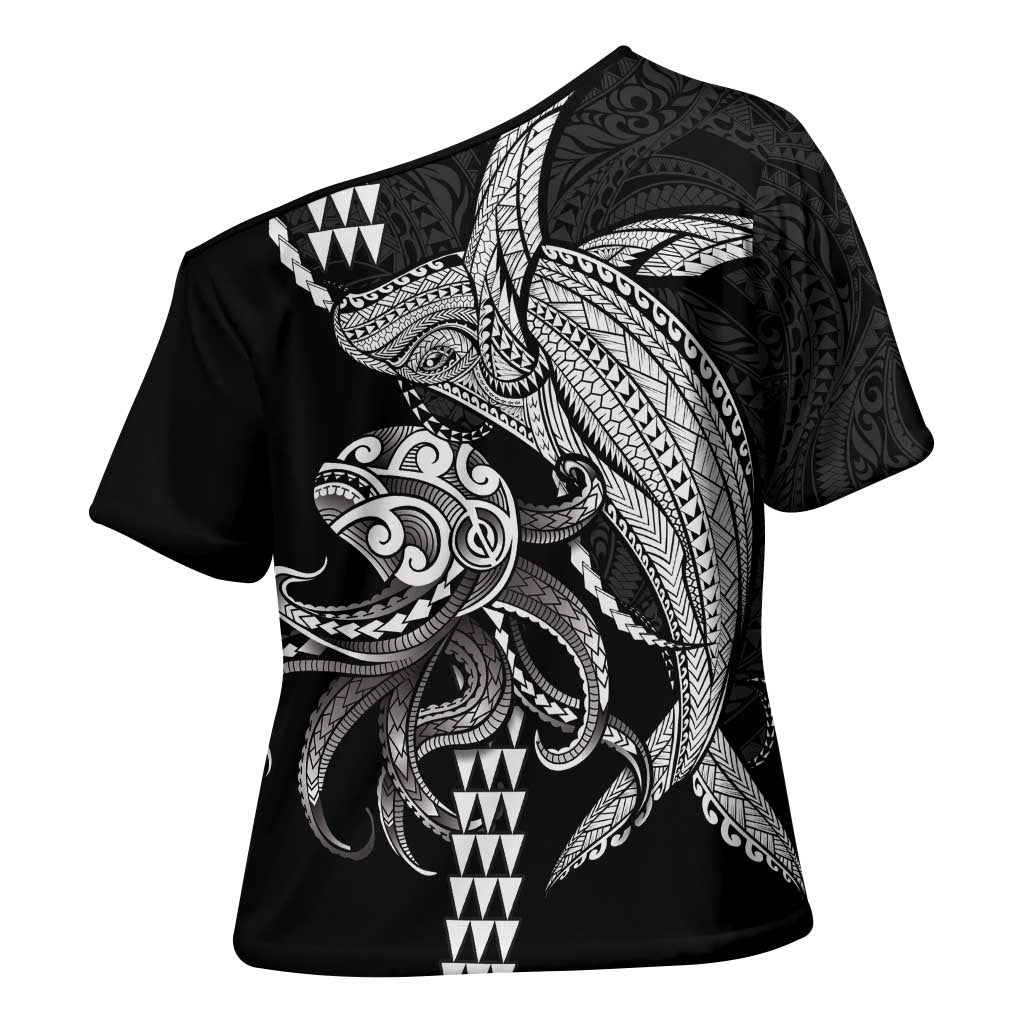 Kanaloa Aloha Hawaii Cross Shoulder Shirt Humpback Whale Octopus Tattoo Kakau Pattern