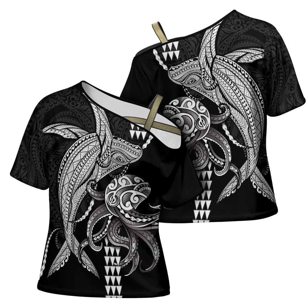 Kanaloa Aloha Hawaii Cross Shoulder Shirt Humpback Whale Octopus Tattoo Kakau Pattern