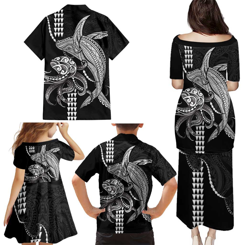 Kanaloa Aloha Hawaii Family Matching Puletasi and Hawaiian Shirt Humpback Whale Octopus Tattoo Kakau Pattern LT14 - Polynesian Pride