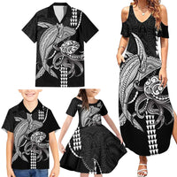 Kanaloa Aloha Hawaii Family Matching Summer Maxi Dress and Hawaiian Shirt Humpback Whale Octopus Tattoo Kakau Pattern LT14 - Polynesian Pride