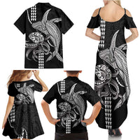 Kanaloa Aloha Hawaii Family Matching Summer Maxi Dress and Hawaiian Shirt Humpback Whale Octopus Tattoo Kakau Pattern LT14 - Polynesian Pride