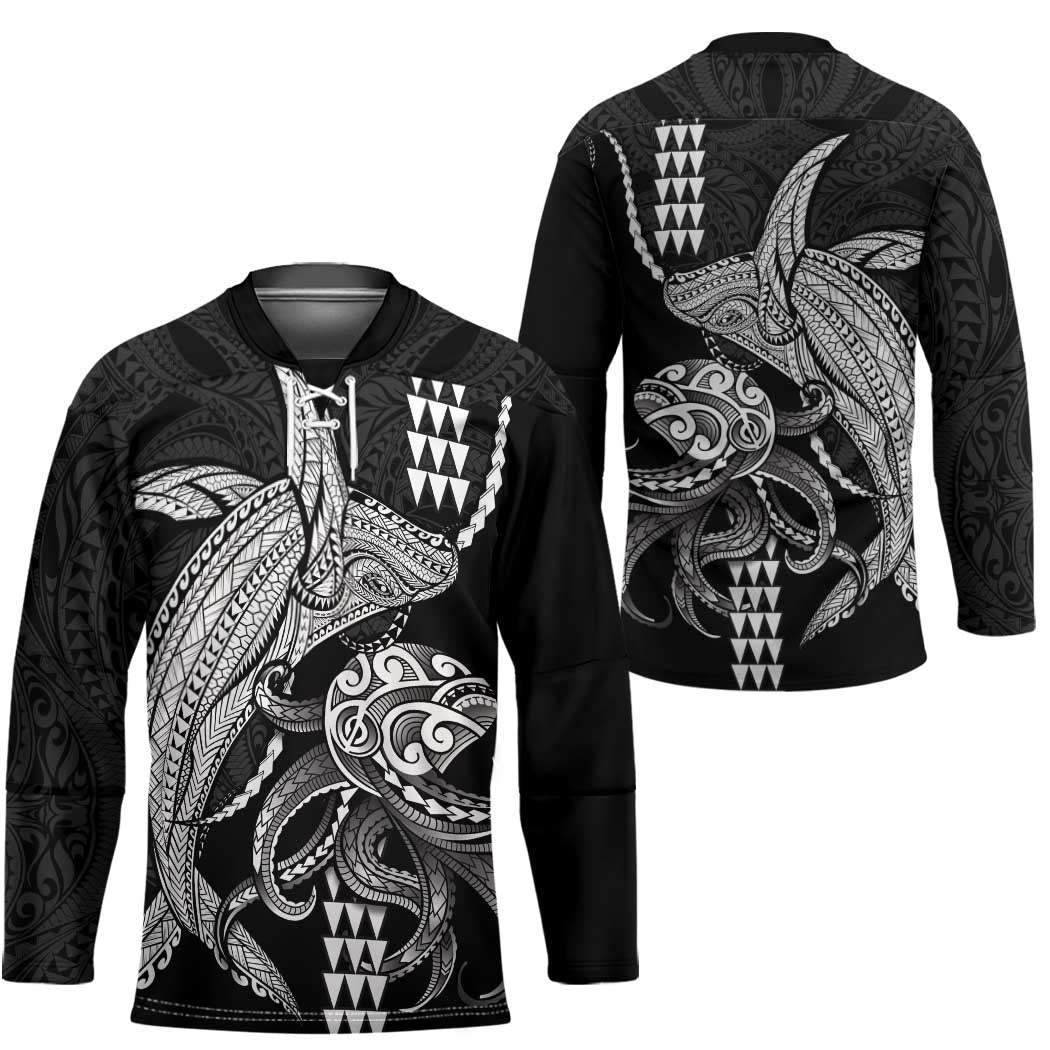 Kanaloa Aloha Hawaii Hockey Jersey Humpback Whale Octopus Tattoo Kakau Pattern
