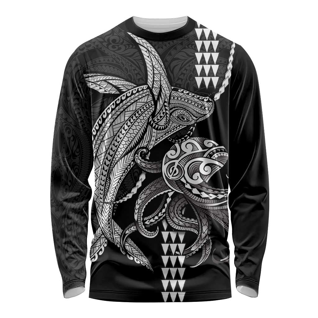 Kanaloa Aloha Hawaii Long Sleeve Shirt Humpback Whale Octopus Tattoo Kakau Pattern