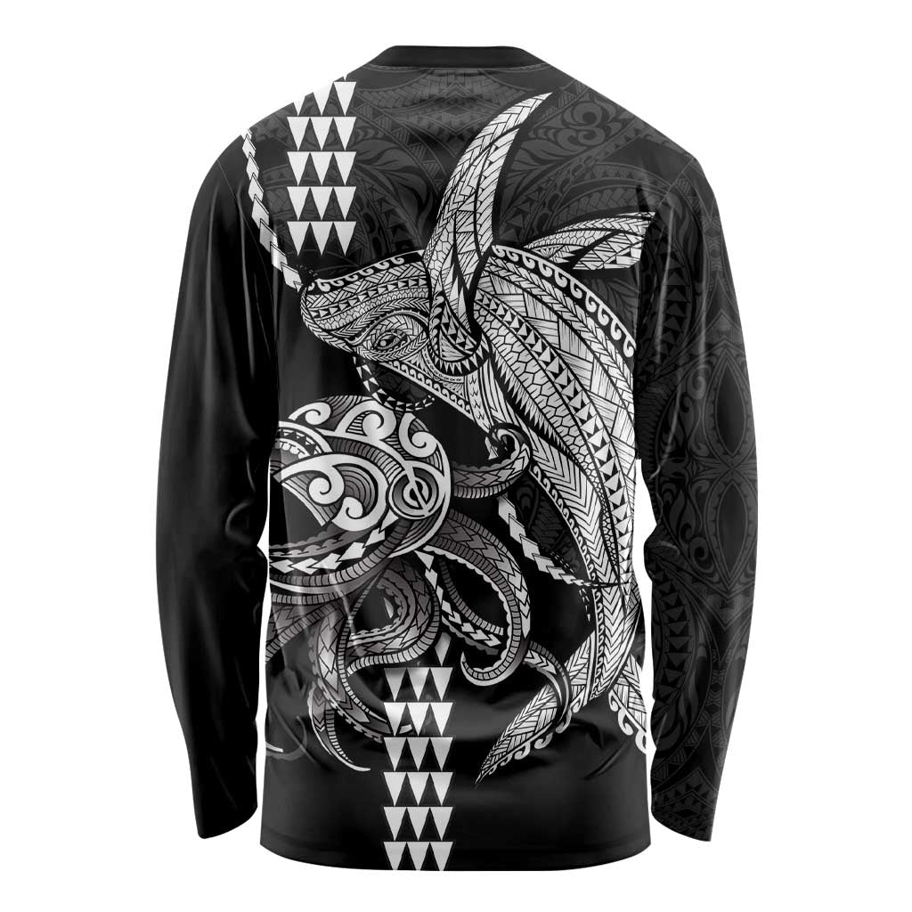 Kanaloa Aloha Hawaii Long Sleeve Shirt Humpback Whale Octopus Tattoo Kakau Pattern