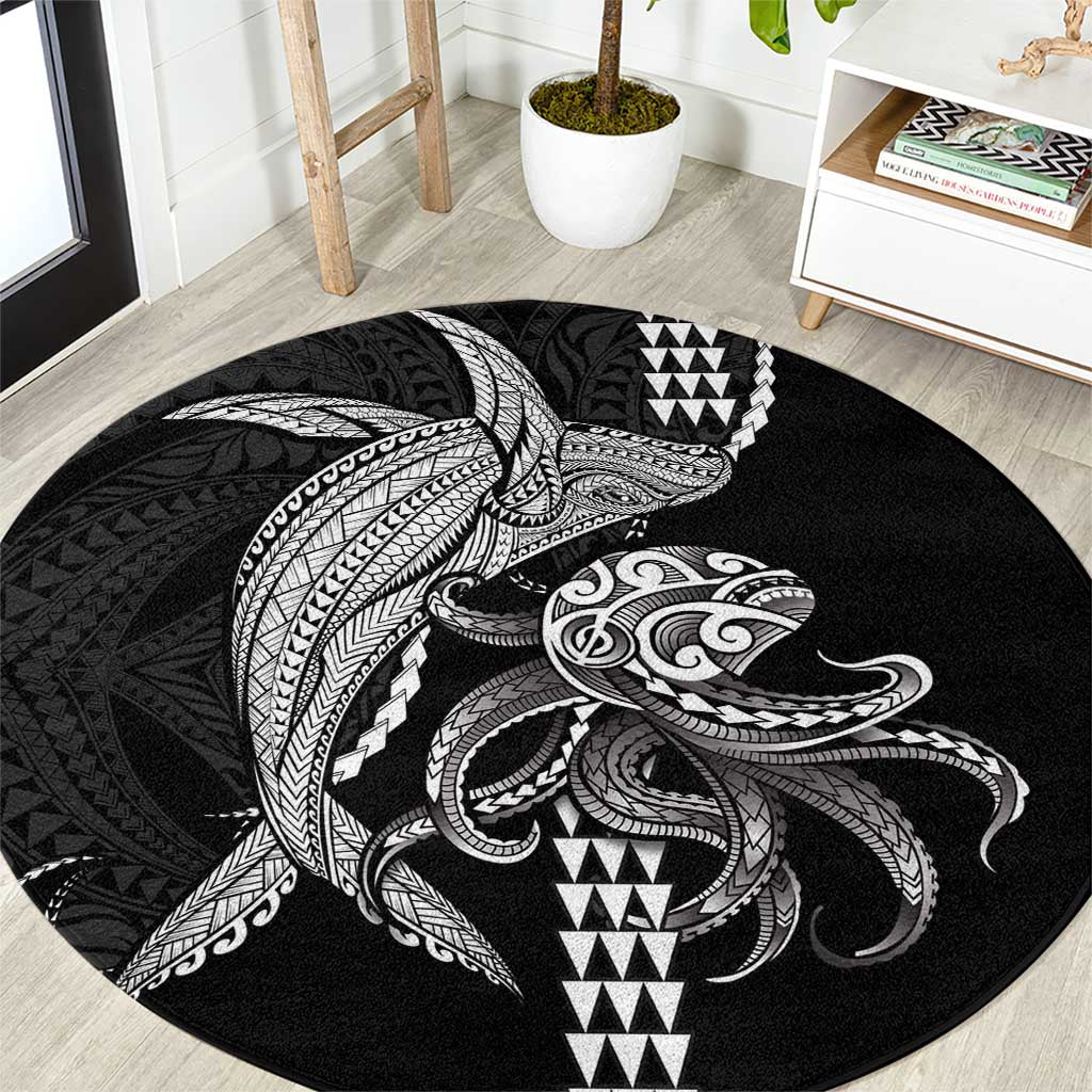 Kanaloa Aloha Hawaii Round Carpet Humpback Whale Octopus Tattoo Kakau Pattern