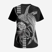 Kanaloa Aloha Hawaii Scrub Top Humpback Whale Octopus Tattoo Kakau Pattern