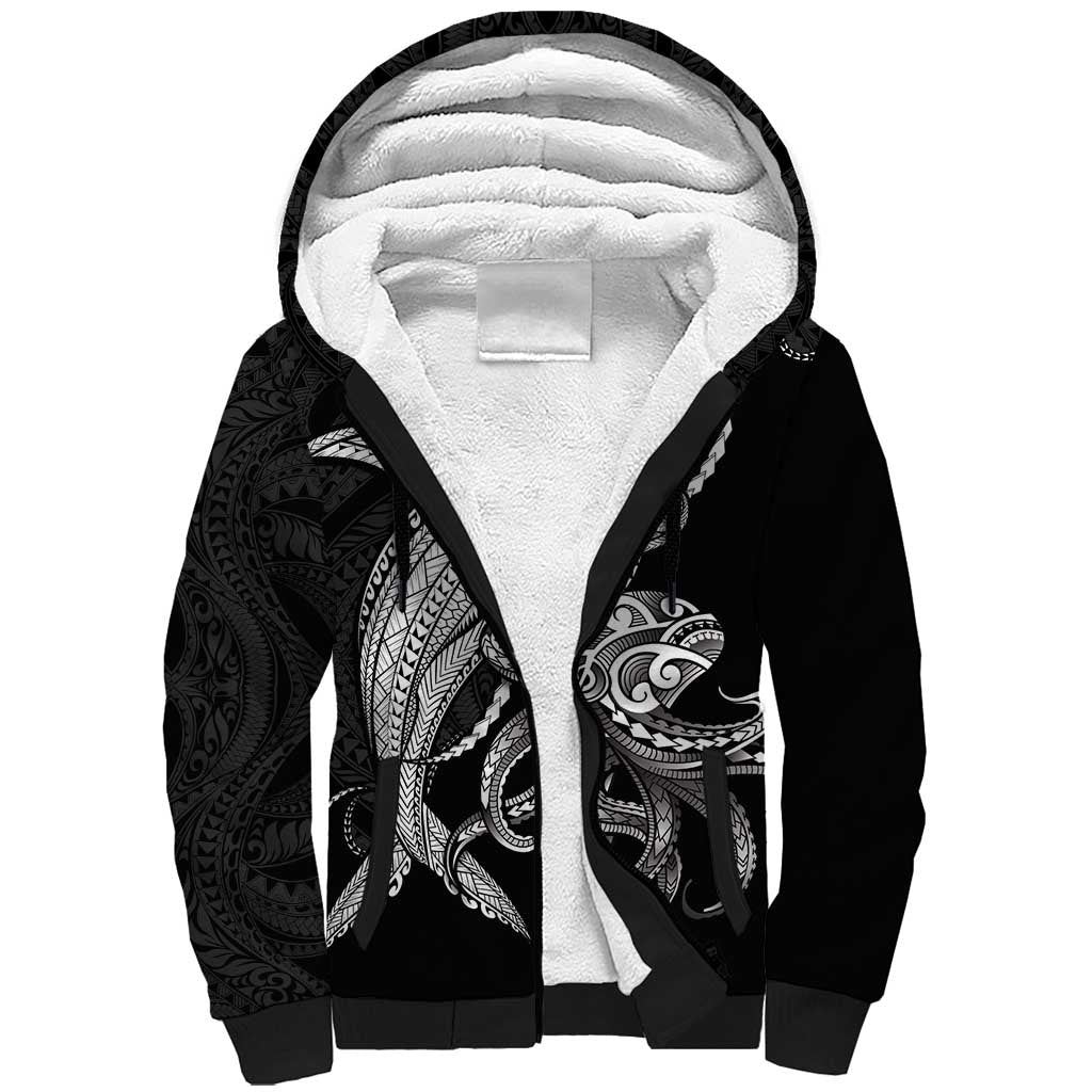Kanaloa Aloha Hawaii Sherpa Hoodie Humpback Whale Octopus Tattoo Kakau Pattern