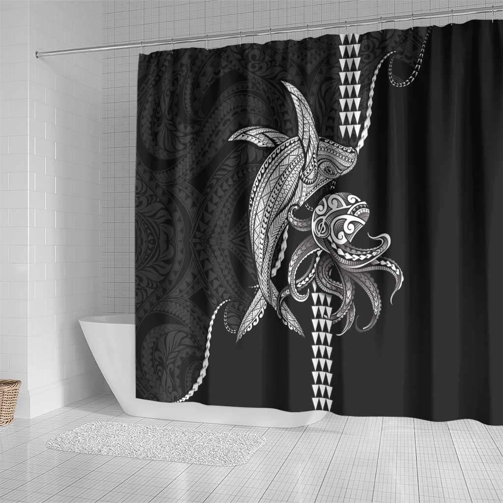 Kanaloa Aloha Hawaii Shower Curtain Humpback Whale Octopus Tattoo Kakau Pattern