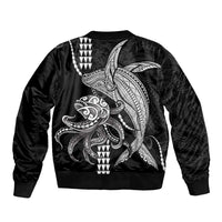 Kanaloa Aloha Hawaii Sleeve Zip Bomber Jacket Humpback Whale Octopus Tattoo Kakau Pattern