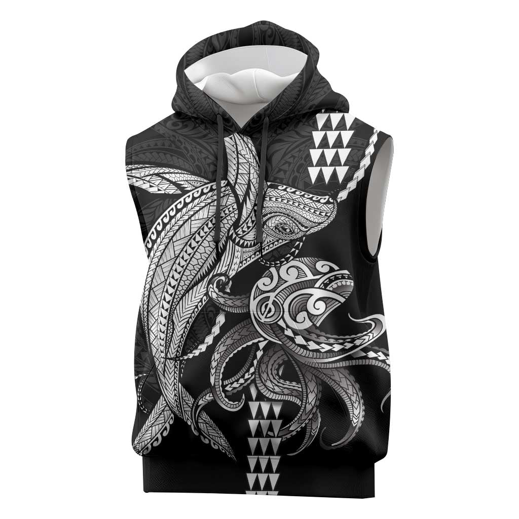 Kanaloa Aloha Hawaii Sleeveless Hoodie Humpback Whale Octopus Tattoo Kakau Pattern