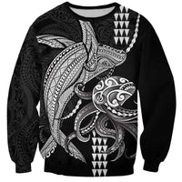 Kanaloa Aloha Hawaii Sweatshirt Humpback Whale Octopus Tattoo Kakau Pattern