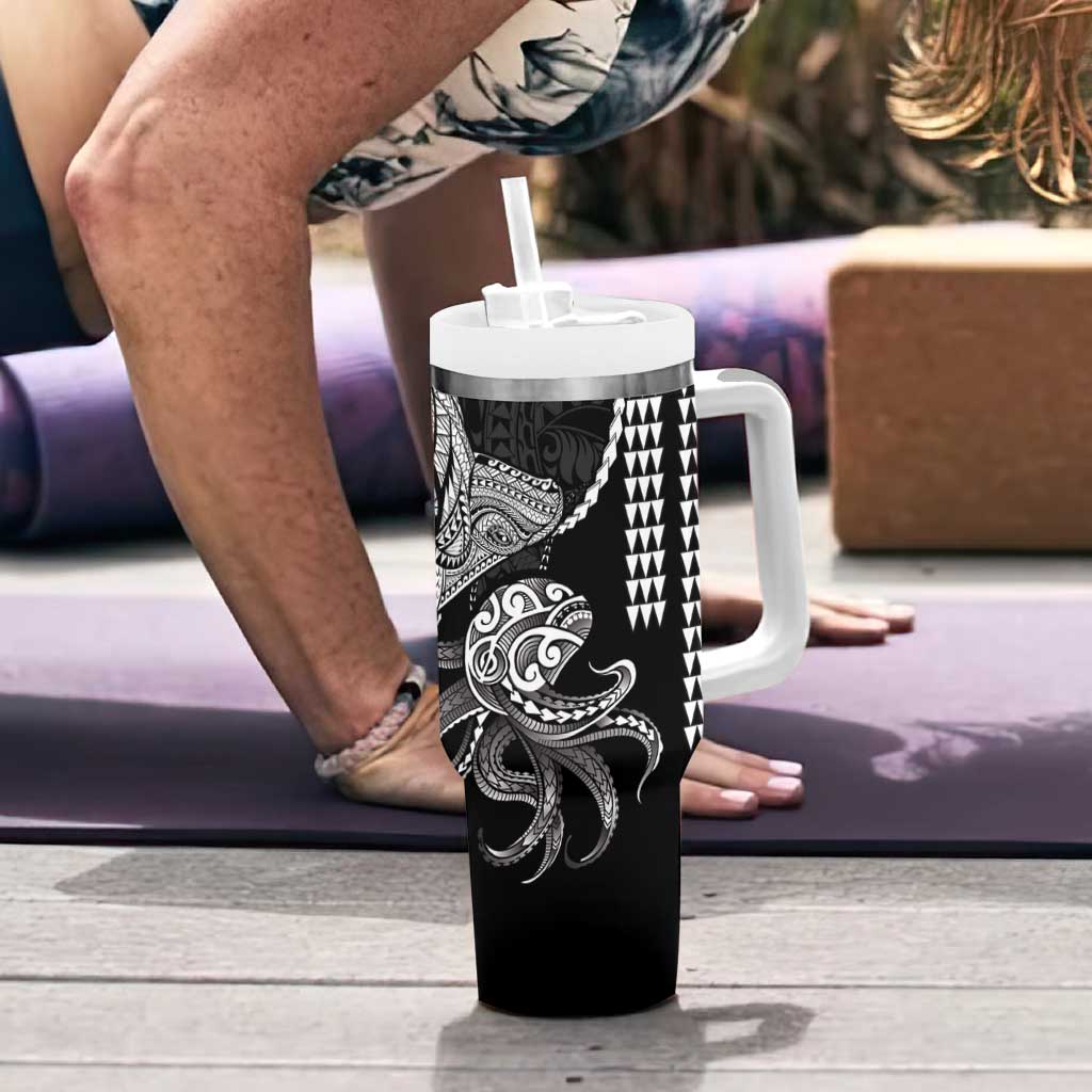 Kanaloa Aloha Hawaii Tumbler With Handle Humpback Whale Octopus Tattoo Kakau Pattern