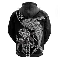 Kanaloa Aloha Hawaii Zip Hoodie Humpback Whale Octopus Tattoo Kakau Pattern