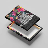 Personalised Hawaii Canvas Wall Art Humpback Whale Tattoo With Tropical Flowers Black